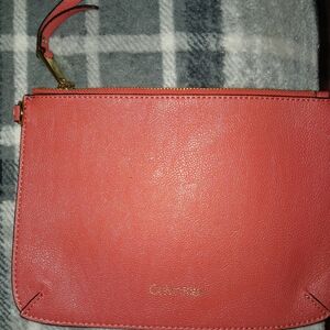 Calvin Klein Coral Leather Wristlet